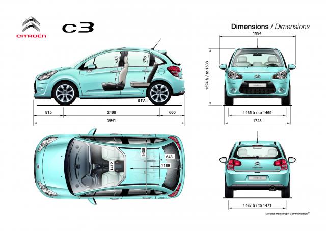 Nový Citroen C3 - rozmery